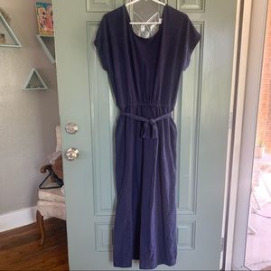 Cozy jumpsuit with a peek-a-boo back!